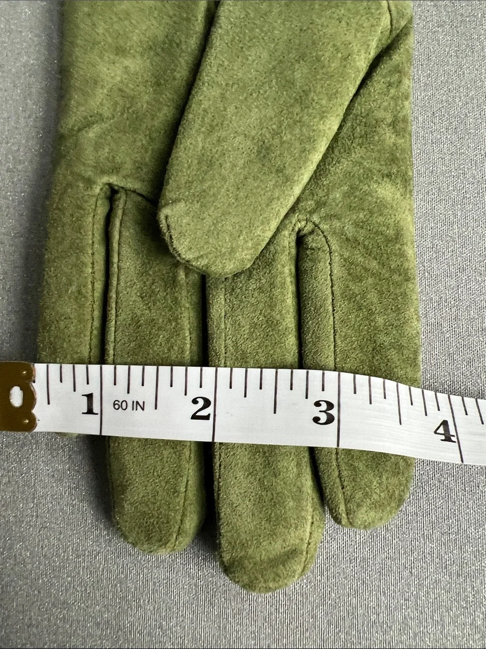 isotoner | Olive Green Suede Gloves with Plush Fringe Cuff #883J4 NWT Size M